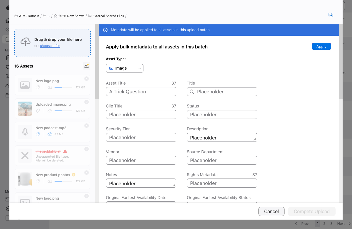 Upload: Bulk Add Metadata